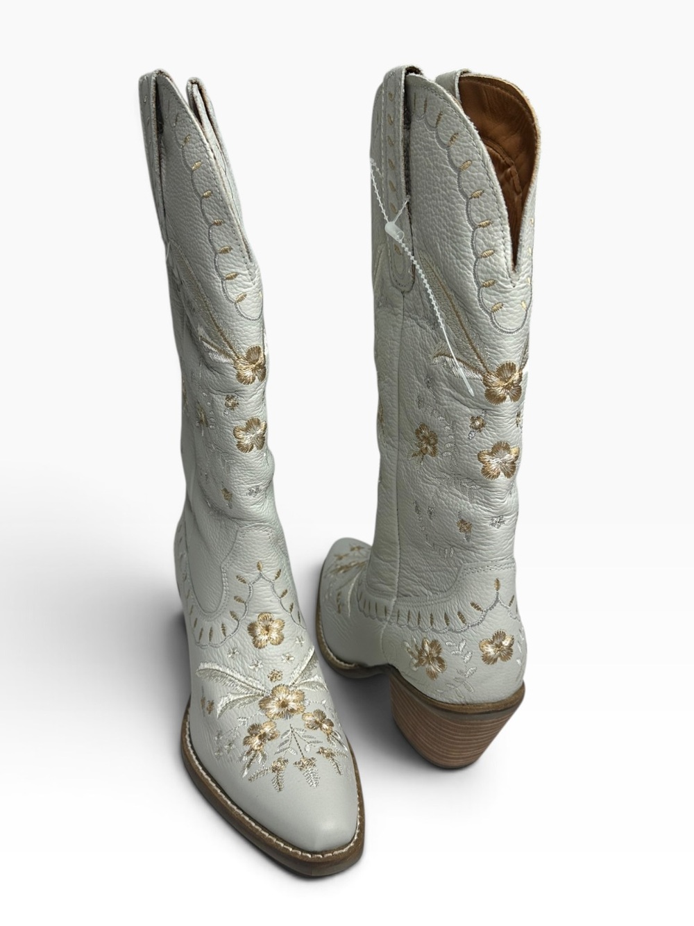 NWB Dingo 1969 Bloom Leather Cowboy Boots white 7 - Picture 10 of 14